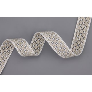 Spitzenband aus Leinen und Baumwolle in Natur/ Weiss, 1 m...