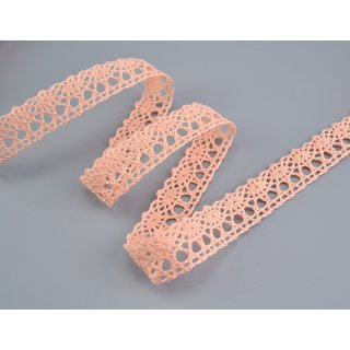 Spitzenband APRICOT 1 m x 15 mm Meterware Baumwollspitze...