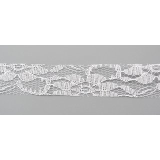 25 m x 25 mm Spitzenband LAURA WEISS Dekoband Spitze Polyester Vintage Hochzeit Tllspitze