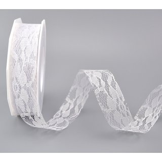 Spitzenband WEISS Polyester 25 m x 25 mm Spitze