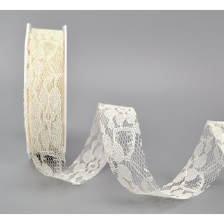 Spitzenband CREME Polyester 25 m x 25 mm Spitze