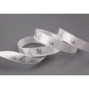 Dekoband Mr & Mrs WEISS SILBER 3 m x 15 mm Strngchen...
