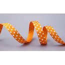 Dekoband PUNKTE ORANGE / WEISS 3 m x 15 mm Stoffband mit...