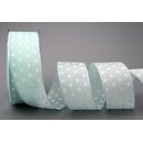 Dekoband PUNKTE MINT / WEISS 20 m x 40 mm Stoffband mit...