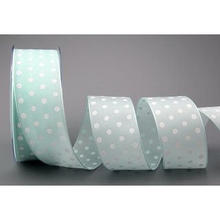 Dekoband PUNKTE MINT / WEISS 3 m x 40 mm Stoffband mit...