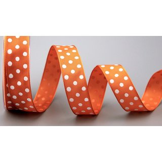 Dekoband PUNKTE ORANGE / WEISS 3 m x 25 mm Stoffband mit...