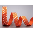 Dekoband PUNKTE ORANGE / WEISS 20 m x 25 mm Stoffband mit...