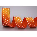 Dekoband PUNKTE ORANGE / WEISS 20 m x 40 mm Stoffband mit...