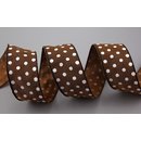 Dekoband PUNKTE BRAUN / WEISS 3 m x 40 mm Stoffband mit...