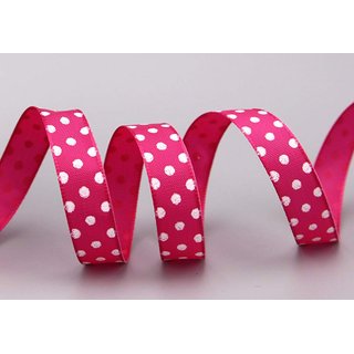 Dekoband PUNKTE PINK / WEISS 3 m x 15 mm Stoffband mit...
