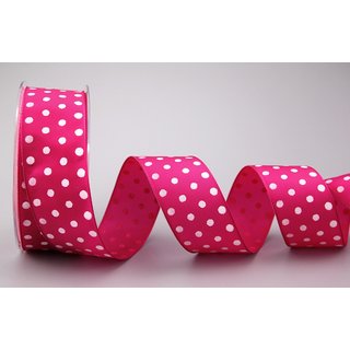 Dekoband PUNKTE PINK / WEISS 20 m x 40 mm Stoffband mit...