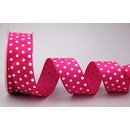 Dekoband PUNKTE PINK / WEISS 20 m x 40 mm Stoffband mit...