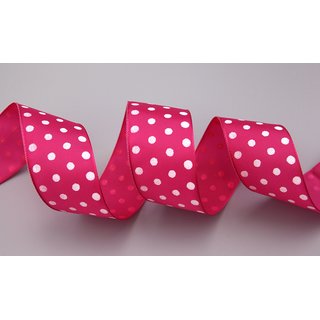 Dekoband PUNKTE PINK / WEISS 3 m x 40 mm Stoffband mit...