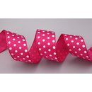 Dekoband PUNKTE PINK / WEISS 3 m x 40 mm Stoffband mit...