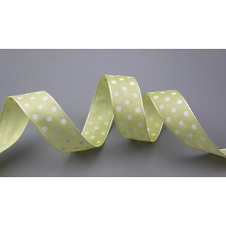 Dekoband PUNKTE LINDGRÜN / WEISS 3 m x 25 mm Stoffband...