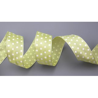 Dekoband PUNKTE LINDGRN / WEISS 20 m x 40 mm Stoffband mit Draht gepunktet / Polka Dot
