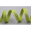 Dekoband PUNKTE HELLGRN / WEISS 3 m x 15 mm Stoffband...