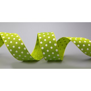 Dekoband PUNKTE HELLGRÜN / WEISS 3 m x 40 mm Stoffband...