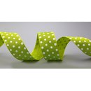 Dekoband PUNKTE HELLGRN / WEISS 3 m x 40 mm Stoffband...