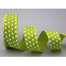 Dekoband PUNKTE HELLGRN / WEISS 20 m x 40 mm Stoffband...