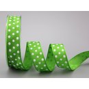 Dekoband PUNKTE APFELGRN  / WEISS 20 m x 25 mm Rolle...