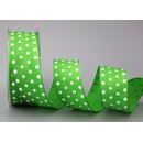 Dekoband PUNKTE APFELGRN  / WEISS 20 m x 40 mm Rolle...