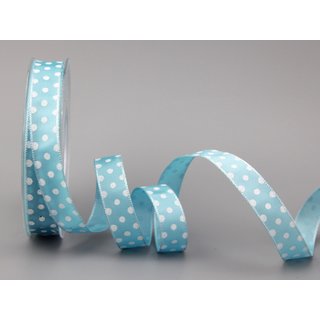 Dekoband PUNKTE HELLBLAU / TÜRKIS / WEISS 20 m x 15 mm...