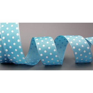 Dekoband PUNKTE HELLBLAU / TÜRKIS / WEISS 20 m x 40 mm...