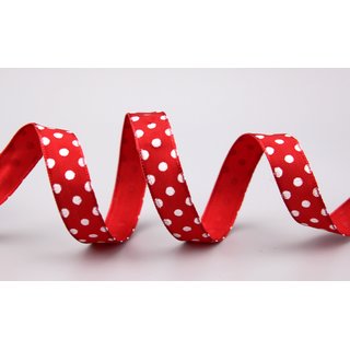 Dekoband PUNKTE ROT / WEISS 3 m x 15 mm Stoffband mit...