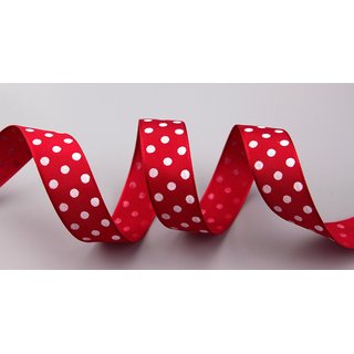 Dekoband PUNKTE ROT / WEISS 3 m x 25 mm Stoffband mit...