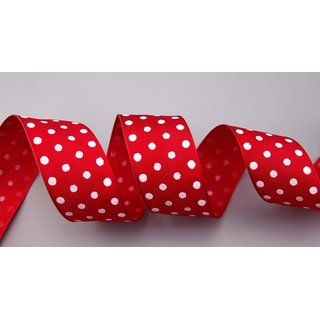 Dekoband PUNKTE ROT / WEISS 3 m x 40 mm Stoffband mit...