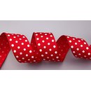 Dekoband PUNKTE ROT / WEISS 3 m x 40 mm Stoffband mit...
