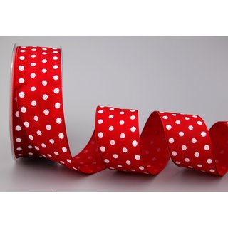 Dekoband PUNKTE ROT / WEISS 20 m x 40 mm Stoffband mit...