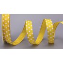 Dekoband PUNKTE GELB / WEISS 3 m x 15 mm Stoffband mit...