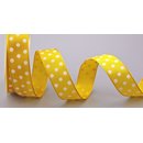 Dekoband PUNKTE GELB / WEISS 3 m x 25 mm Stoffband mit...