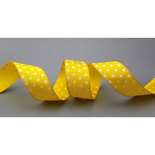 Dekoband PUNKTE GELB / WEISS 3 m x 40 mm Stoffband mit...