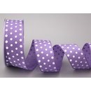 Dekoband PUNKTE FLIEDER / LAVENDEL / WEISS (DUNKEL)  20 m...