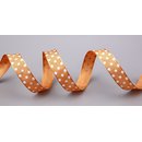Dekoband PUNKTE APRICOT / WEISS 3 m x 15 mm Strngchen...