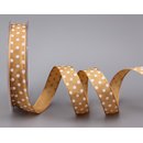 Dekoband PUNKTE APRICOT / WEISS 20 m x 15 mm Rolle Polka Dot