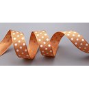 Dekoband PUNKTE APRICOT / WEISS 3 m x 25 mm Strngchen...