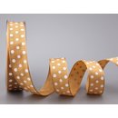 Dekoband PUNKTE APRICOT / WEISS 20 m x 25 mm Rolle Polka Dot