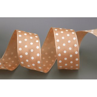 Dekoband PUNKTE APRICOT / WEISS 20 m x 40 mm Rolle Polka Dot