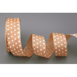 Dekoband PUNKTE APRICOT / WEISS 20 m x 40 mm Rolle Polka Dot