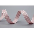 Dekoband PUNKTE ALTROSA / WEISS 3 m x 15 mm Stoffband mit...