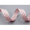 Dekoband PUNKTE ALTROSA / WEISS 3 m x 25 mm Stoffband mit...