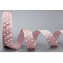Dekoband PUNKTE ALTROSA / WEISS 20 m x 25 mm Stoffband...