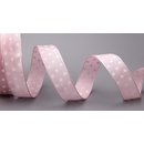 Dekoband PUNKTE HELLROSA / WEISS 3 m x 25 mm Stoffband...