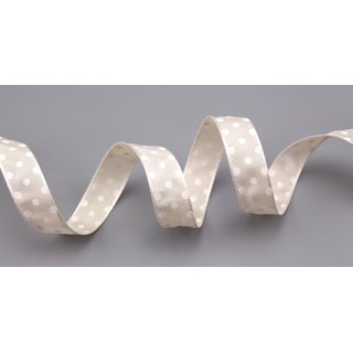 Dekoband PUNKTE BEIGE / WEISS 3 m x 15 mm Stoffband mit...
