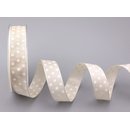 Dekoband PUNKTE BEIGE / WEISS 20 m x 25 mm Stoffband mit...