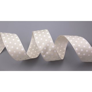 Dekoband PUNKTE BEIGE / WEISS 3 m x 40 mm Stoffband mit...